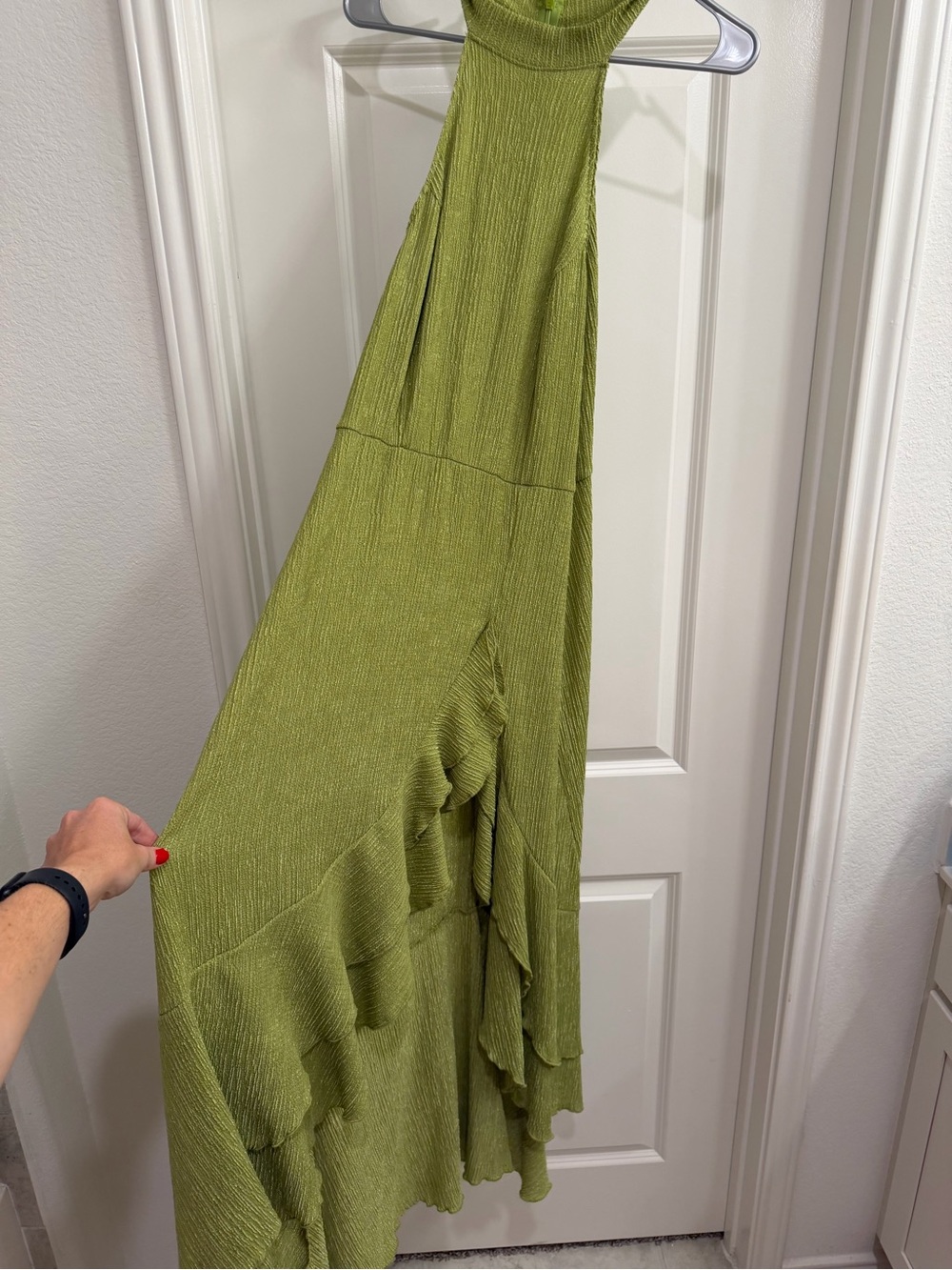SHEIN Olive Green High-Low Ruffle Maxi dress